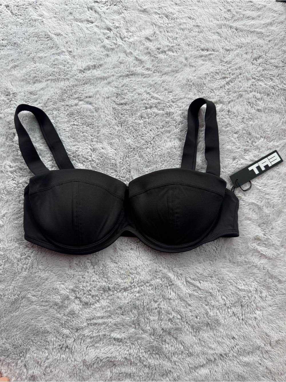 TA3 Busty Bra Top Underwire Bikini Top Black Medium D/DD